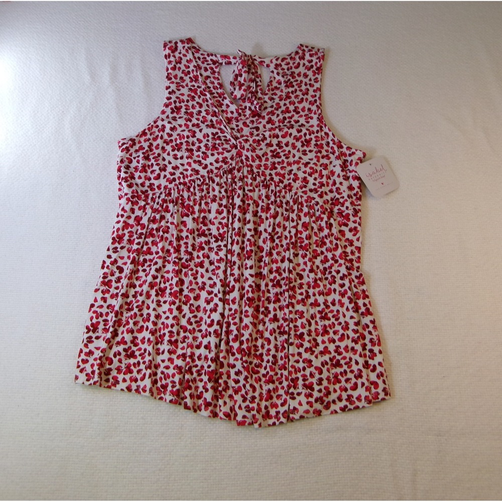 Isabel Maternity Red Floral Tie Back Sleeveless Empire Waist Top XXL NWT